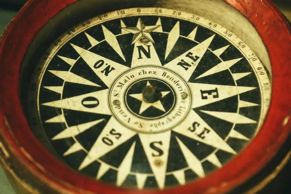 Compas de navigation, rose des vents